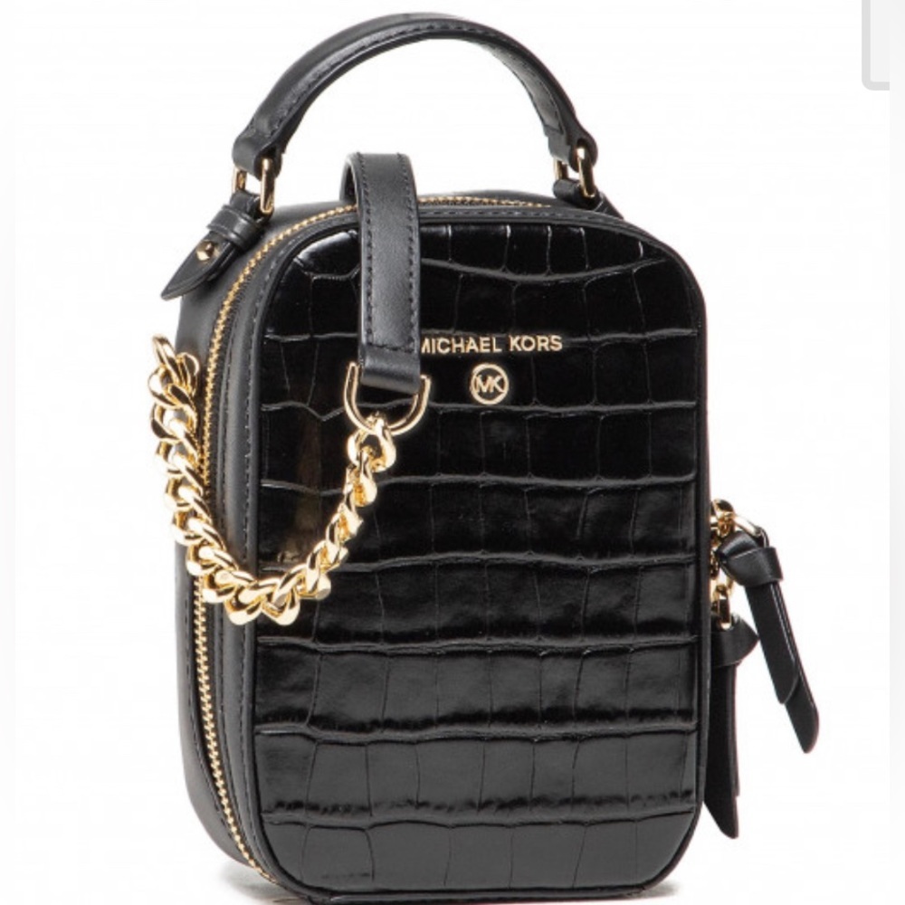 MICHAEL MICHAEL KORS Crossbody Small Handbag Black Genuine Leather AUTHENTIC New - Picture 4 of 10